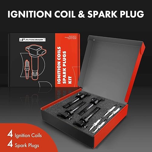 Miniatura 2 de A-Premium Juego de 4 bobinas de encendido y bujías de iridio compatibles con Hyundai Veloster 2012-2017, Accent & Kia Rio Soul 2012-2019, aspirado