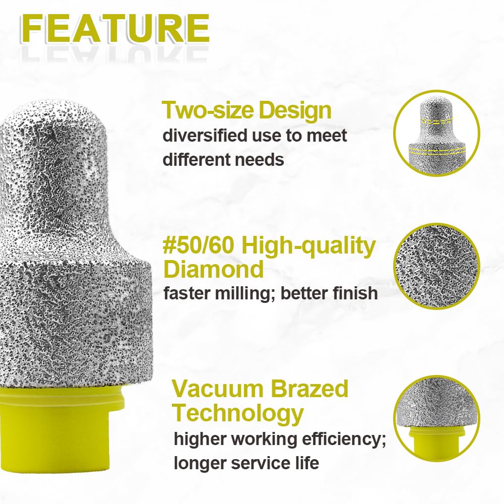 Diamond Finger Milling Bits 10-25mm For Tile & Stone - 5/8-11 Thread