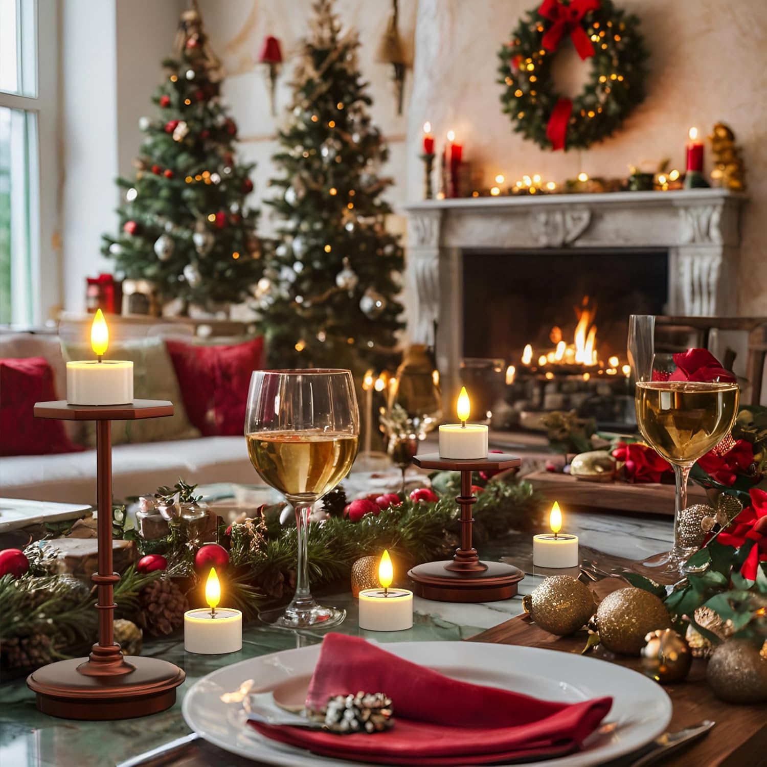 Yme Solar Tea Lights Candles, 12 Pack Small Rechargeable Battery Operated LED Flickering Flameless Tealight Candles with Dusk to Dawn Sensor for Outdoor Waterproof Garden Patio Yard Party Decor