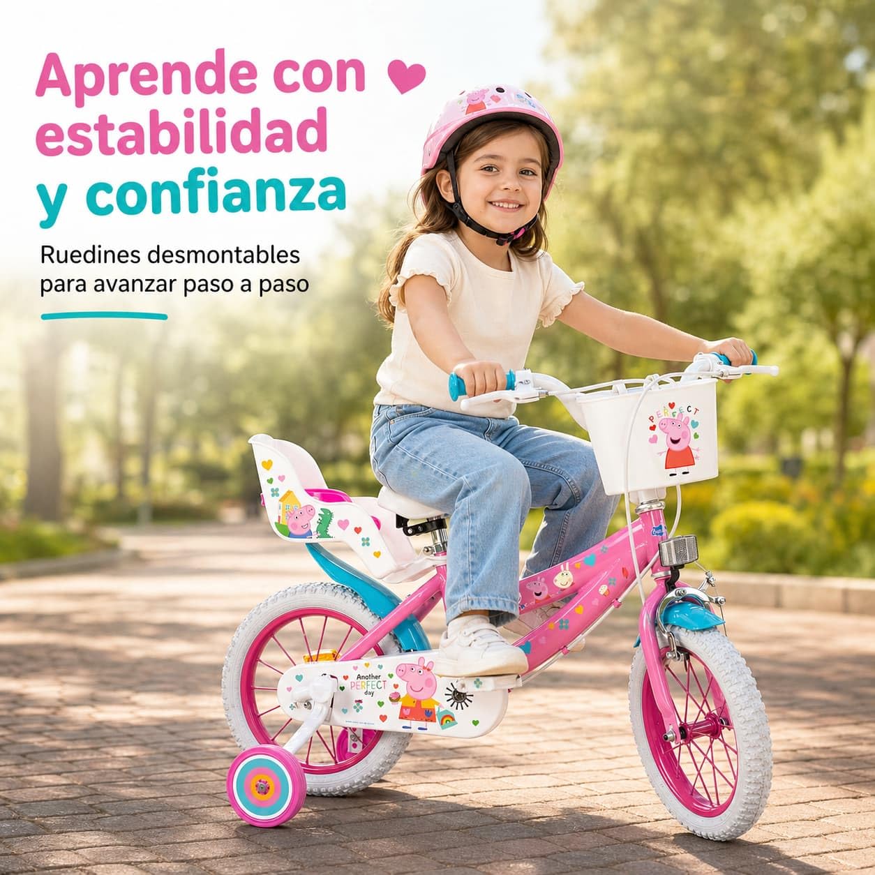 Toimsa Vélo 14" Peppa Pig Rose Enfant Garçon, Multicolore, M