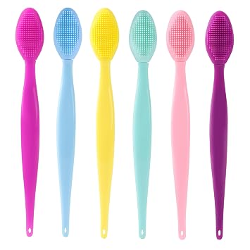 Lip Scrub Brush,6 Pcs Lip Brushes Lip Scrubber Dual-ended Colorful 2-in-1 Silicone Lip Exfoliator Brush