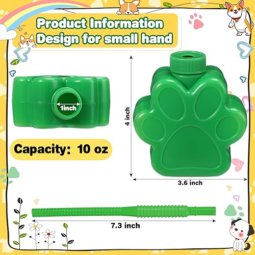 Miniatura 2 de Sratte 12 tazas de patas de perro de 10 onzas para niños con popote y tapa, suministros de fiesta de cumpleaños de perro, taza de plástico con