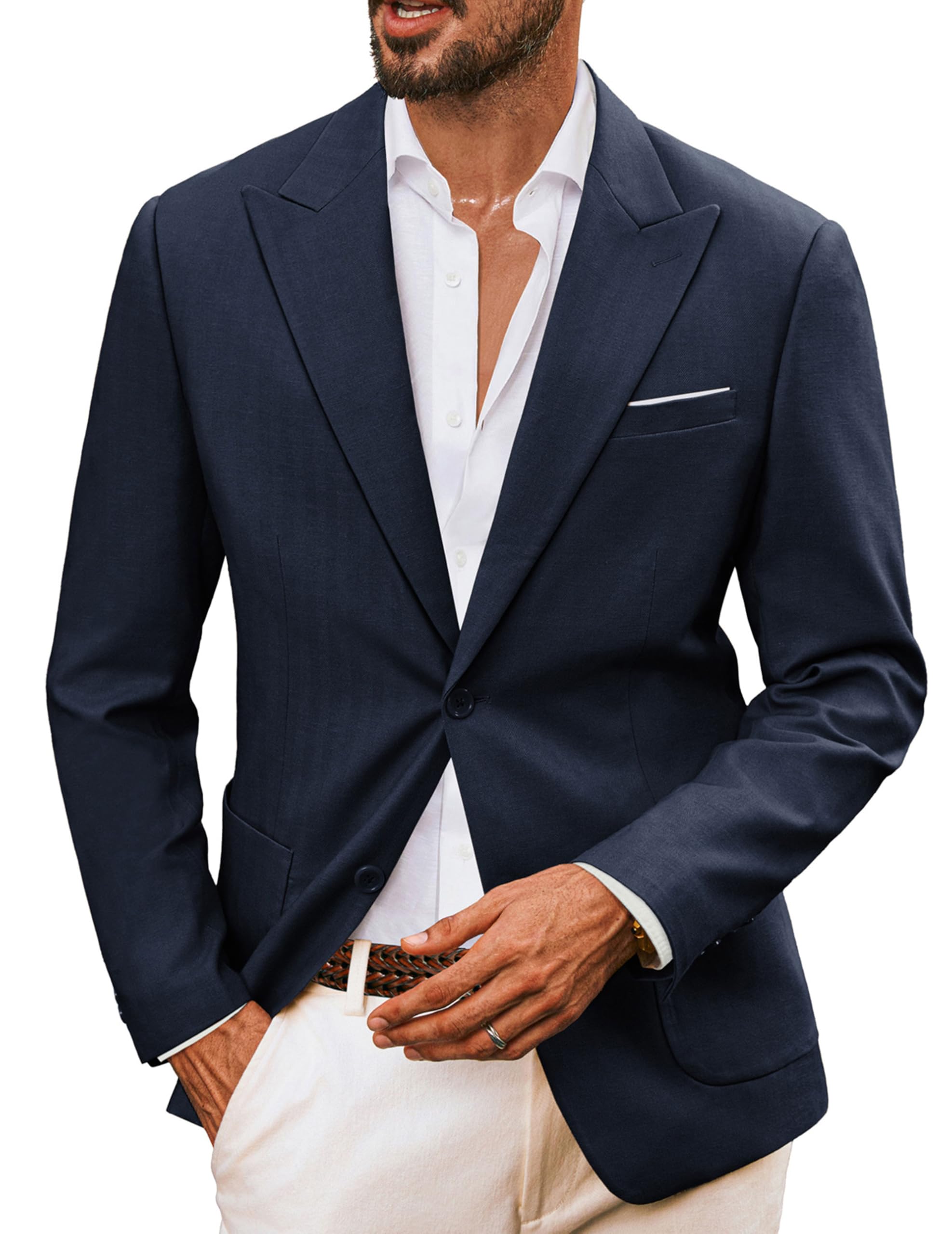 PJ PAUL JONES Veste pour homme - Style sportif - Coupe droite - Moderne - En lin - Pour les loisirs