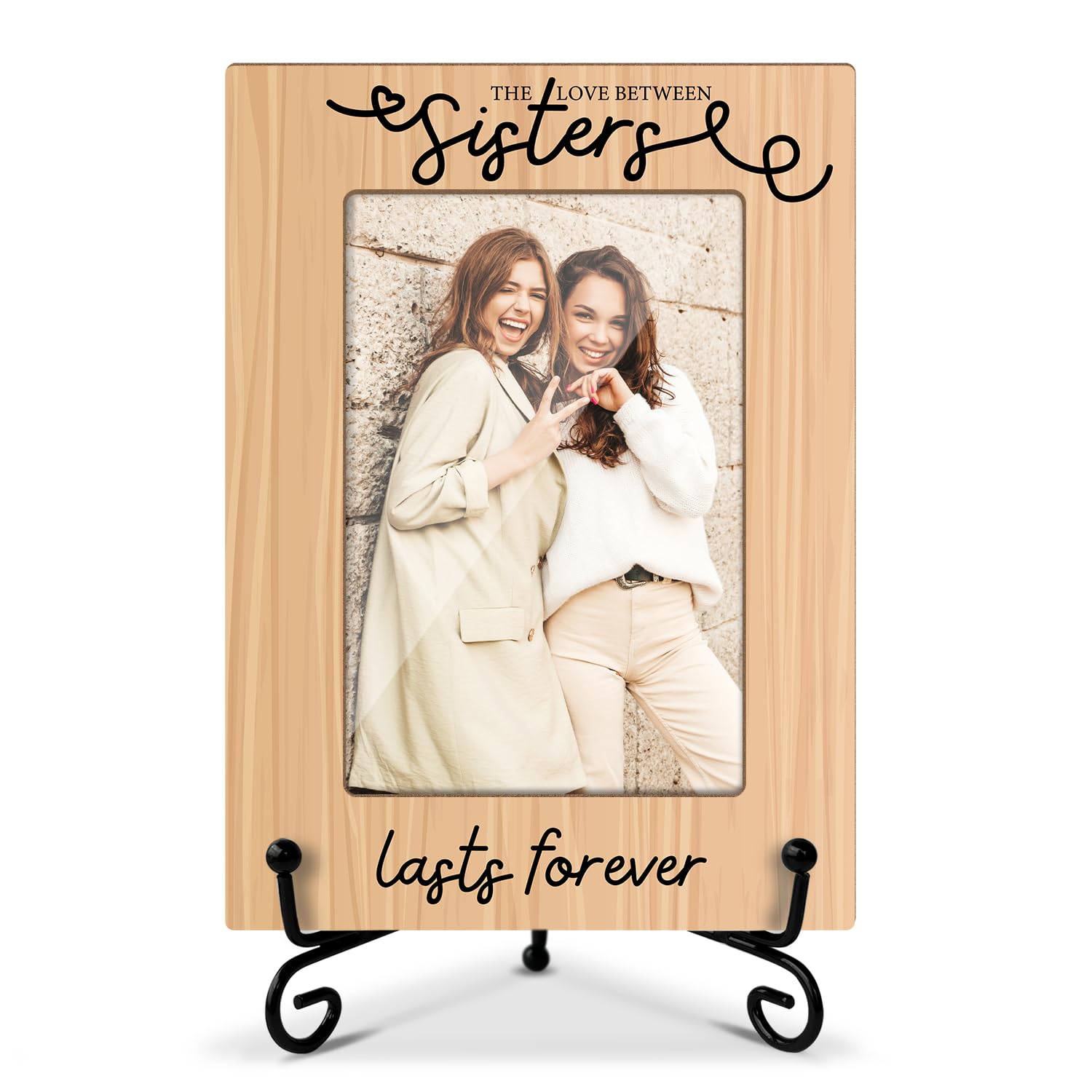 Sister Gift Wood Photo Frame for Besties Sisters Women Friends Maid of Honor Matron of Honor, Home Table Decor Supplies Friendship Gifts Tabletop