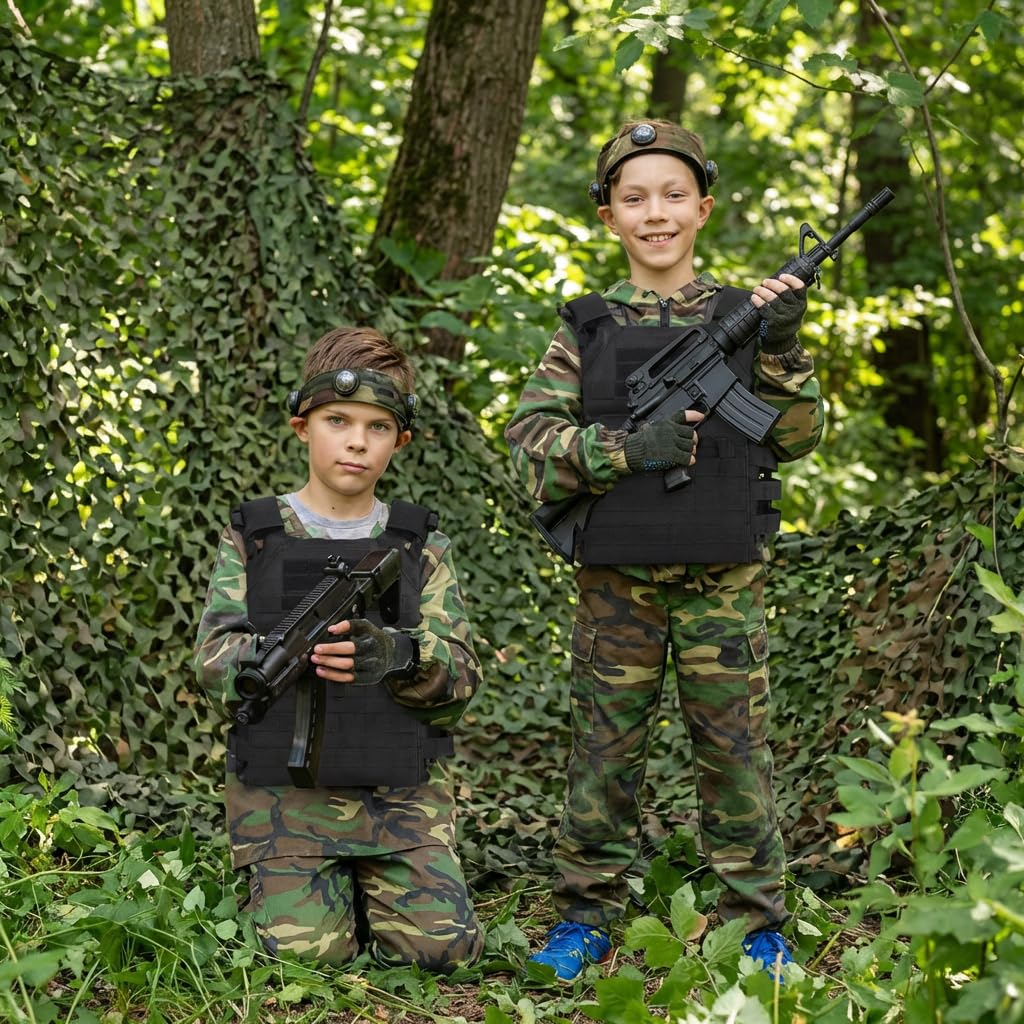 Taeku Chaleco Táctico, Ajustable Ligeros Adolescentes Chalecos para Cosplay, Airsoft, Juegos en Equipo y Actividades al aire libre