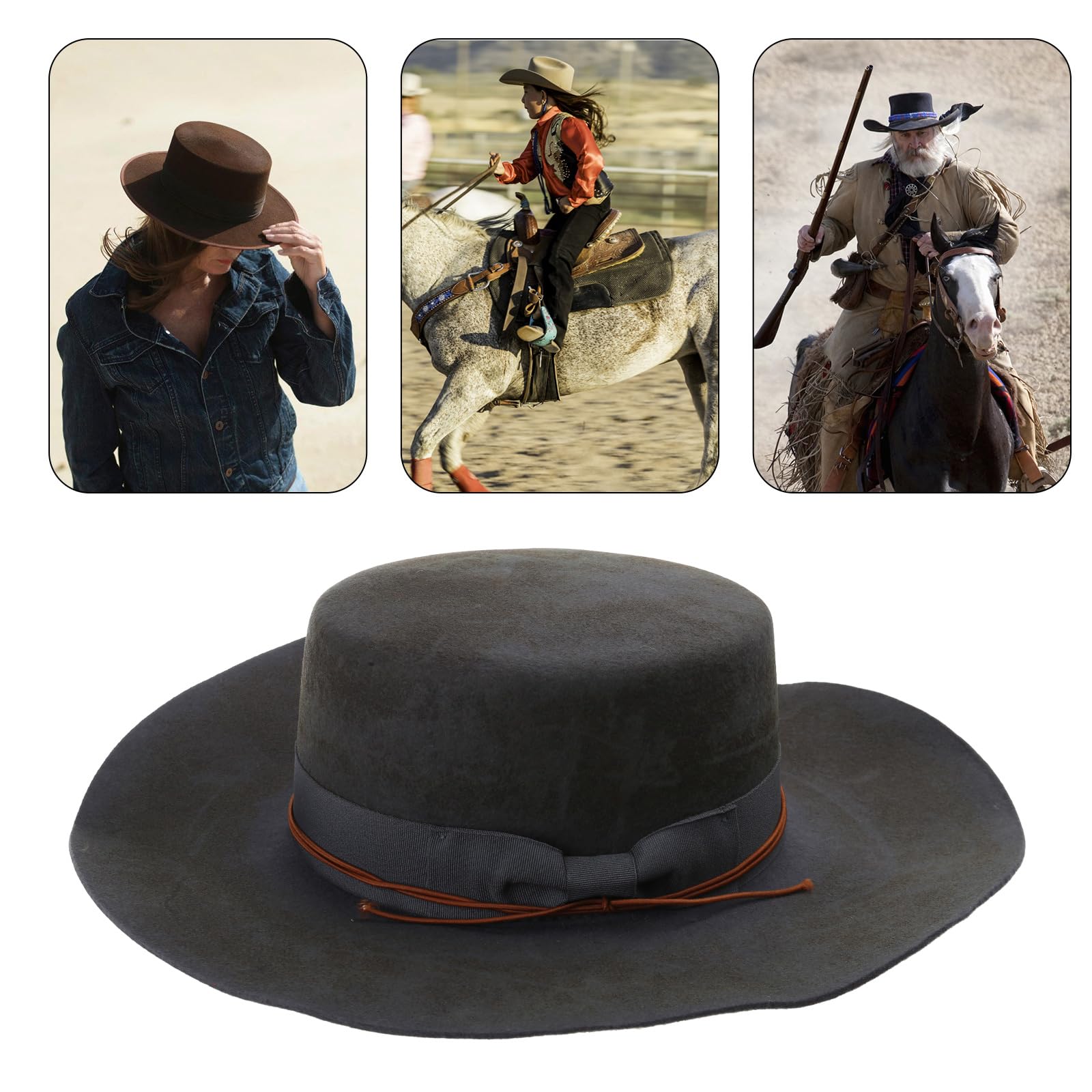 ROYALEAD Homburg Top Hat with Distressed Ribbon Victorian