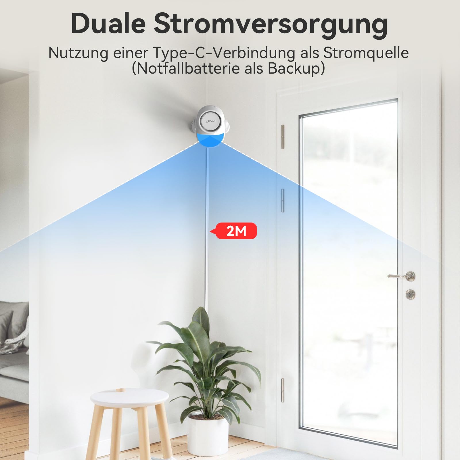 CPVAN WiFi Alarmanlage Haus mit PIR-Bewegungsmelder,Drahtloses DIY-Smart-Alarmsystem mit 6 Tür-/Fenstersensoren für Sicherheit – Lokalaler Alarm & App-Benachrichtigung, Weiß