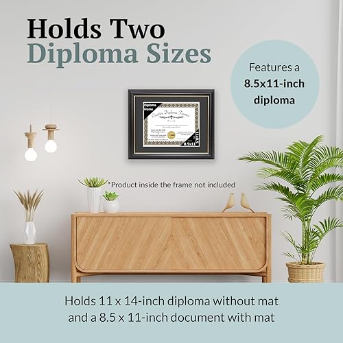 Vista 131 de Creative Picture Frames Marco para diploma Rockefeller de 9 x 12 pulgadas, color negro con borde dorado, muestra un certificado de 9 x 12 pulgadas
