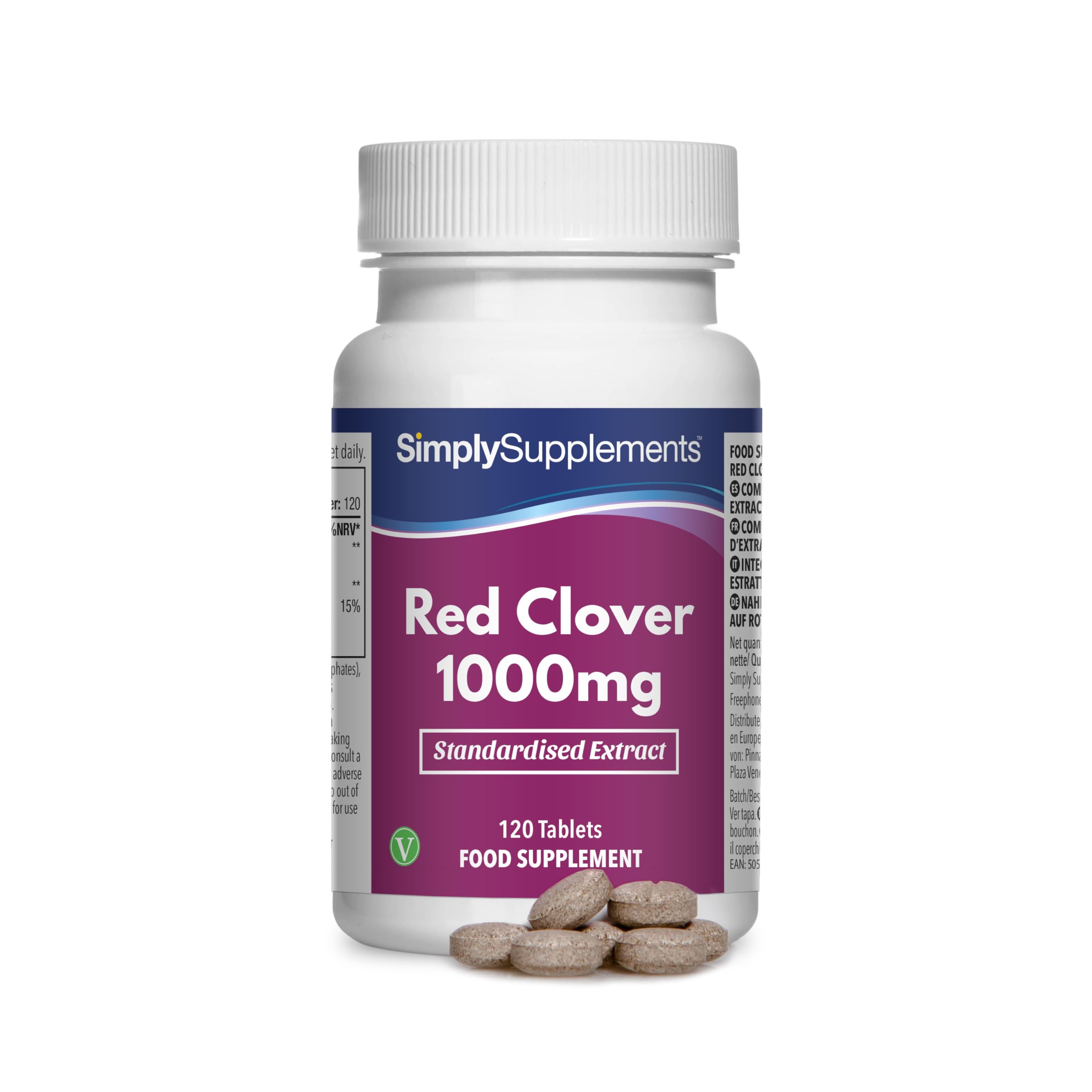 Compresse di Trifoglio Rosso 1000mg | Supporta l'Equilibrio Ormonale e la Funzione Psicologica | Adatto a Vegani e Vegetariani | 120 Compresse = Fornitura per 4 Mesi | Prodotto nel Regno Unito