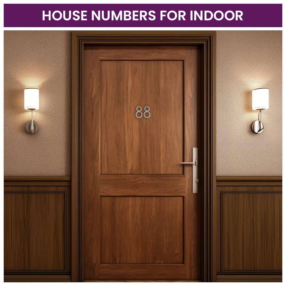 DecorTwist® Metal House Number Silver Door Numbers For Home Outdoor Flat Hostel Hotel Lodge Apartment College Library Rack Number Warehouse 4 Inch Height (Number 8) — Amazon image 6