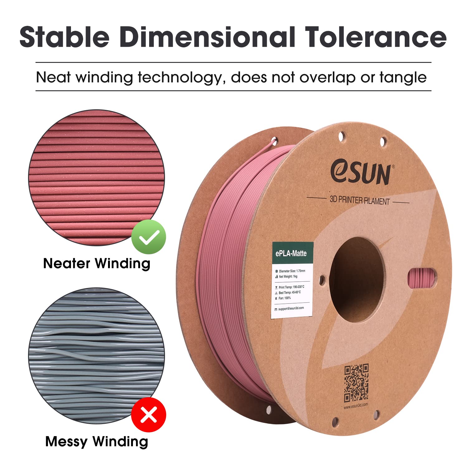 eSUN Filamento PLA opaco aggiornato 1,75 mm, filamento per stampante 3D PLA opaco, precisione dimensionale +/- 0,02 mm, bobina da 1 kg filamento di stampa 3D per stampante 3D, viola Morandi opaco