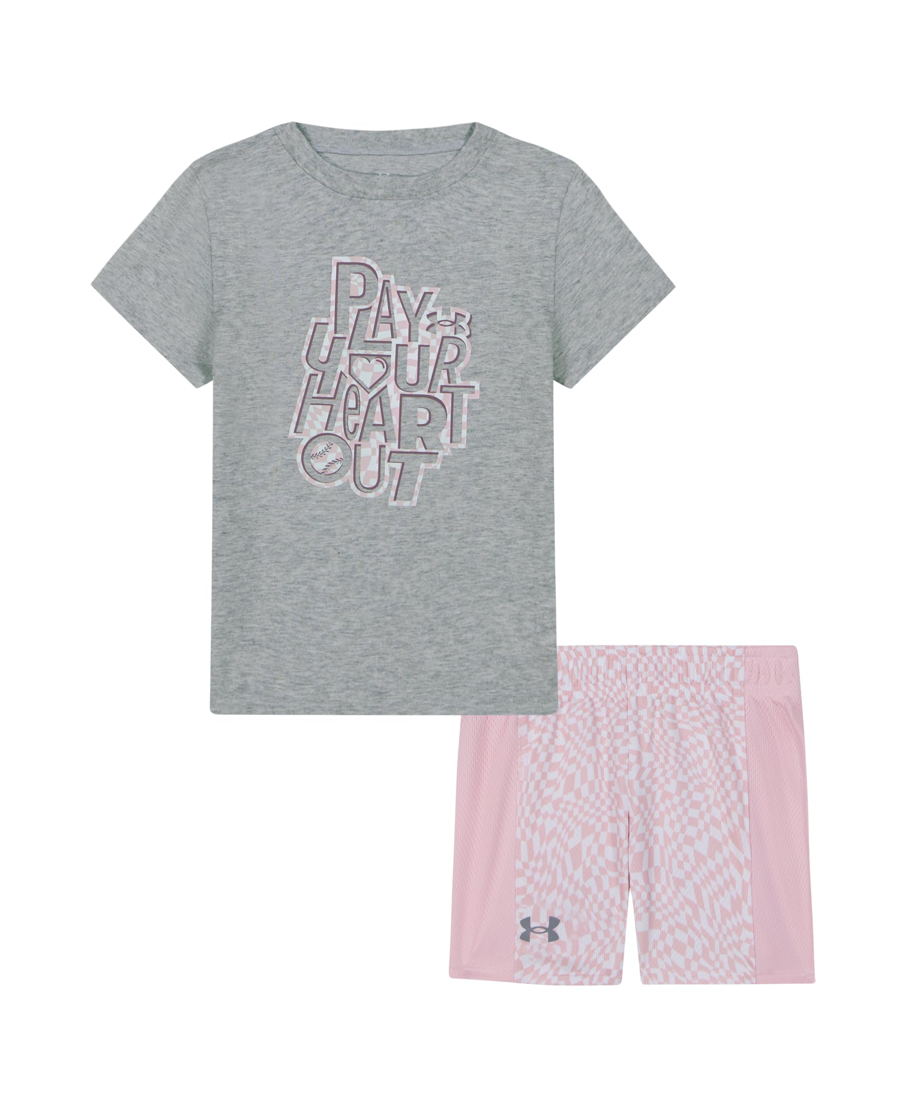 Under Armour Girl's 2-piece Short Sleeve Tee and Shorts Set, Lightweight and Comfortable