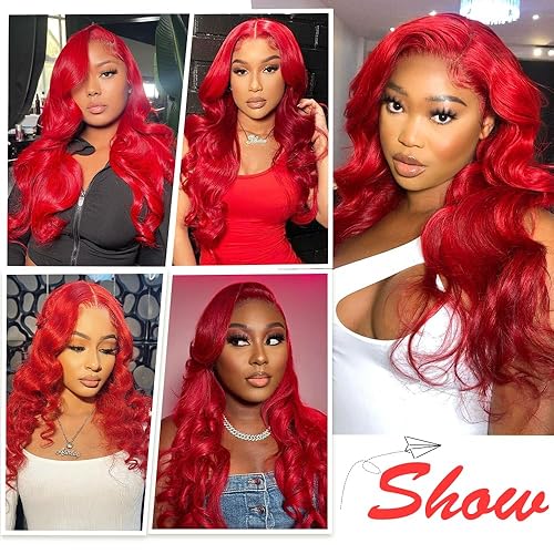 Miniatura 2 de Peluca de cabello humano rojo de 32 pulgadas, 13 x 4, densidad del 180 %, pelucas de cabello humano ondulado con encaje frontal, pelucas de cabello