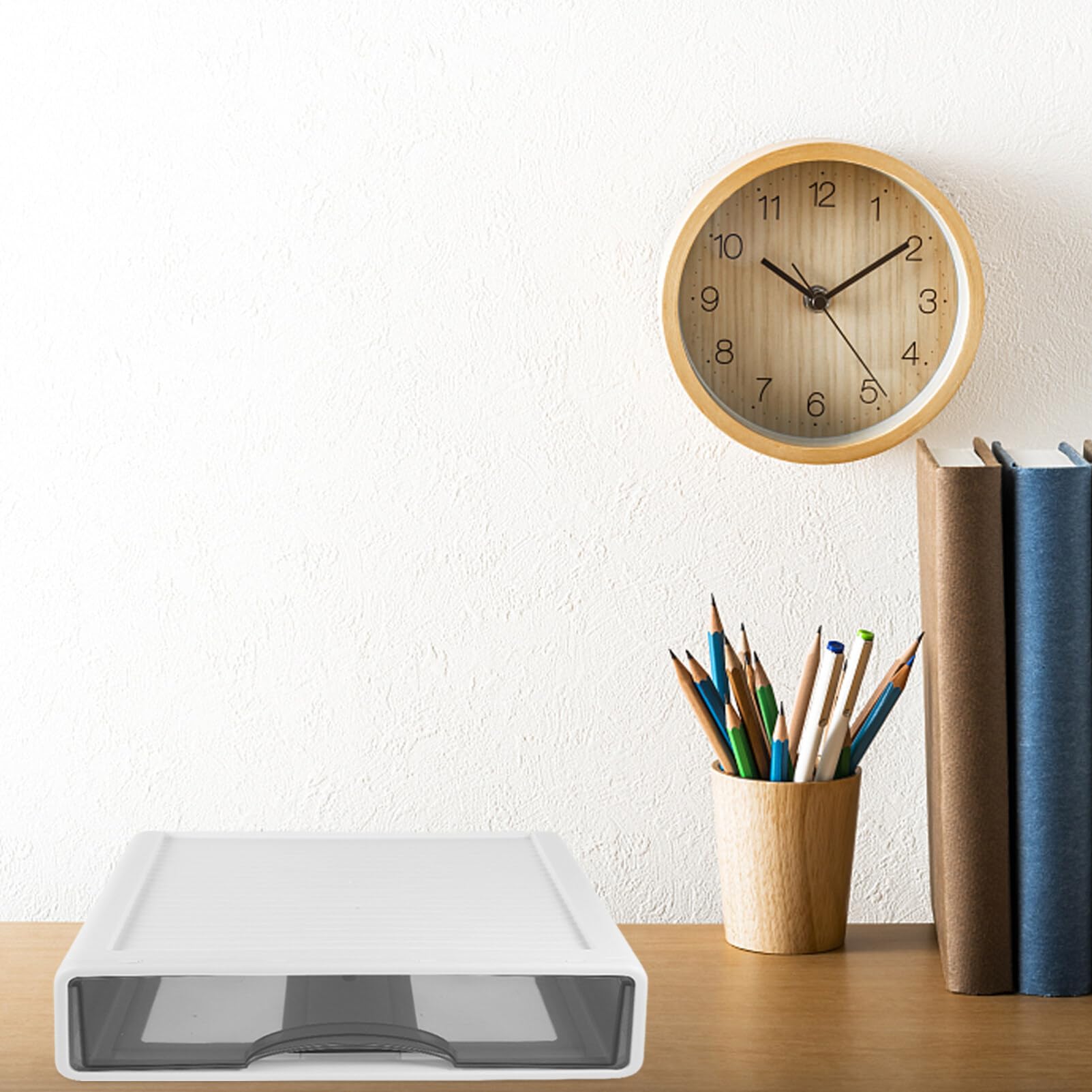 NUOBESTY Organizzatore Da Scrivania Plastica Trasparente Cassetto Per Ufficio Box Per Documenti e Cancelleria Capacità Perla e Trasparente