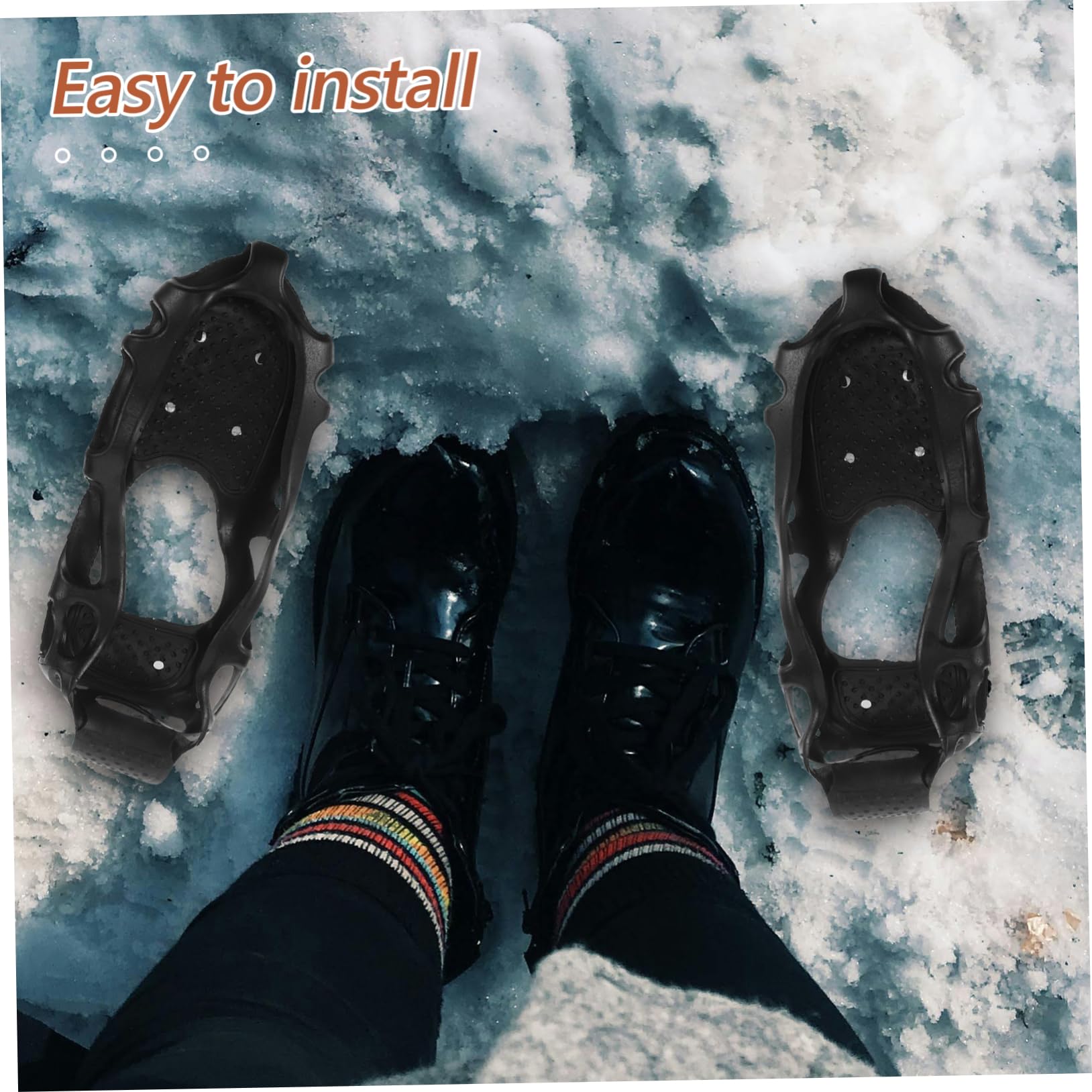 Ramponi Ghiaccio per Scarpe 24 Denti Tpe 1 Paio Nero | Pesca nel Ghiaccio e Arrampicata su Montagna, Calzata L43-45, Puntali Antiscivolo Leggeri