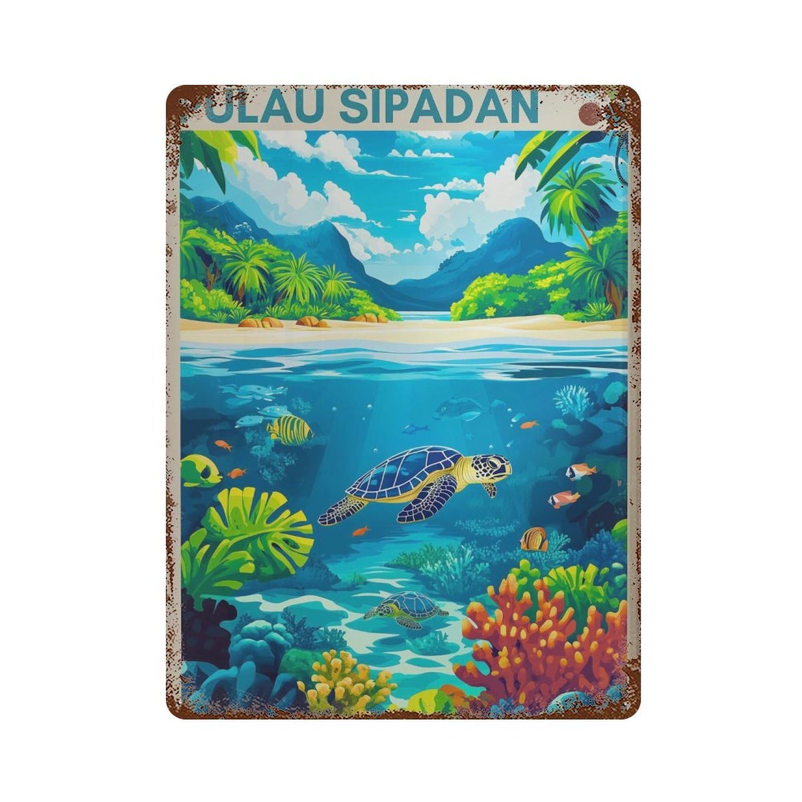 xiaoxiaoshen Sipadan Island Travel Malaysia Wall Decor Art Metal Tin Poster Modern Home Decor Art Home Bar Shop Decorations Vintage Sign 40x30cm
