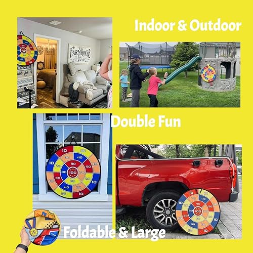 Miniatura 7 de Juegos al aire libre, gran tablero de dardos de 29 pulgadas para niños, juegos de fiesta de doble cara, juguetes al aire libre, regalos para 3, 4,