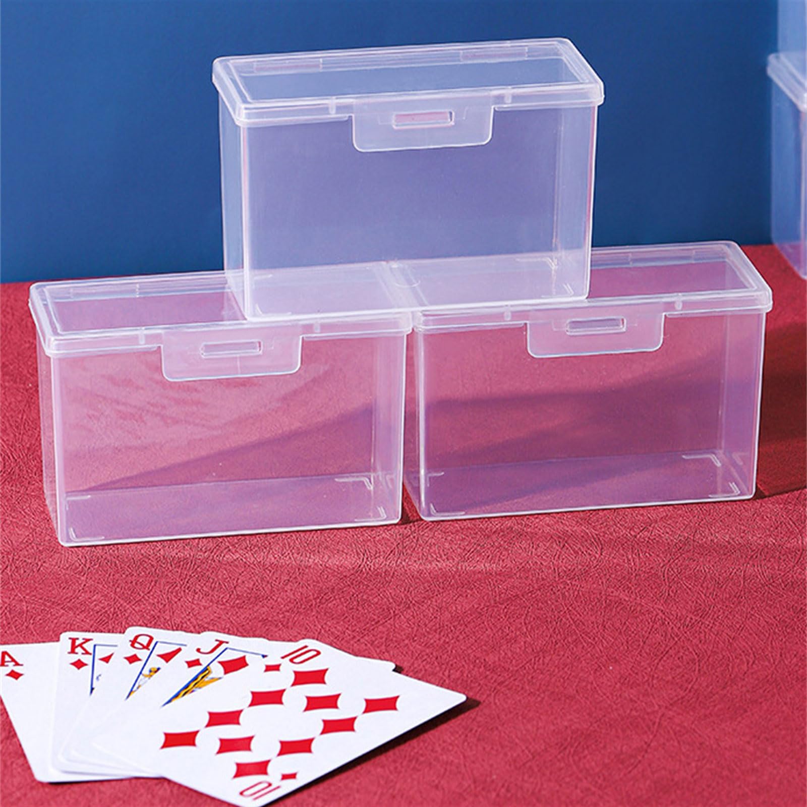 Confezione da 4 scatole trasparenti per organizzare le carte da gioco, scatole di immagazzinaggio con chiusure sicure per una facile gestione