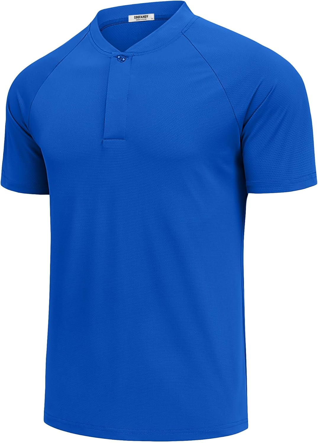 COOFANDY Men's Quick Dry Golf Polo Shirts Short Sleeve Henley Shirt Active Athletic Collarless Sports T Shirts