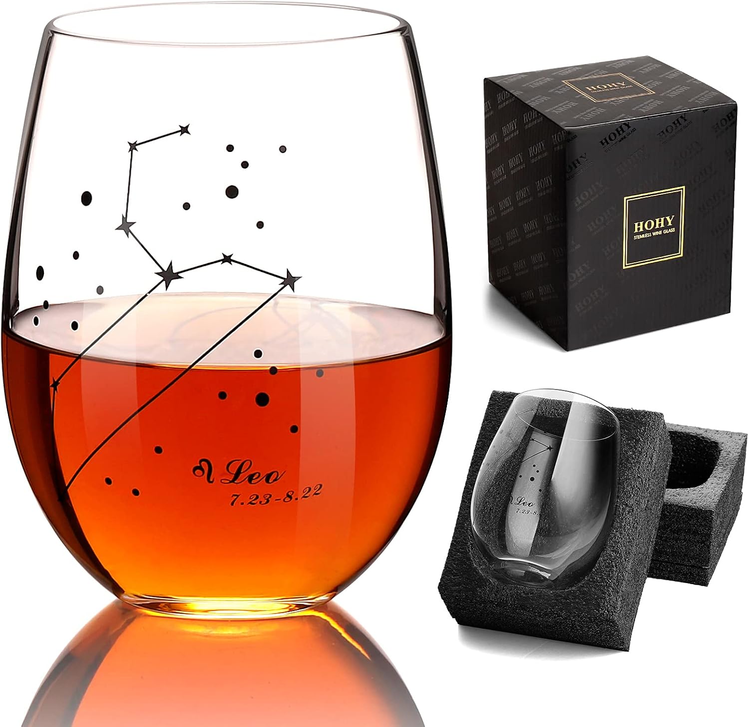 Buy Leo Wine Glass Zodiac Sign Stemless Wine Glass oz Black Astrology Gifts For Women Men Constellation Tumbler Horoscope Gift Online In Indonesia B092h8xtzv