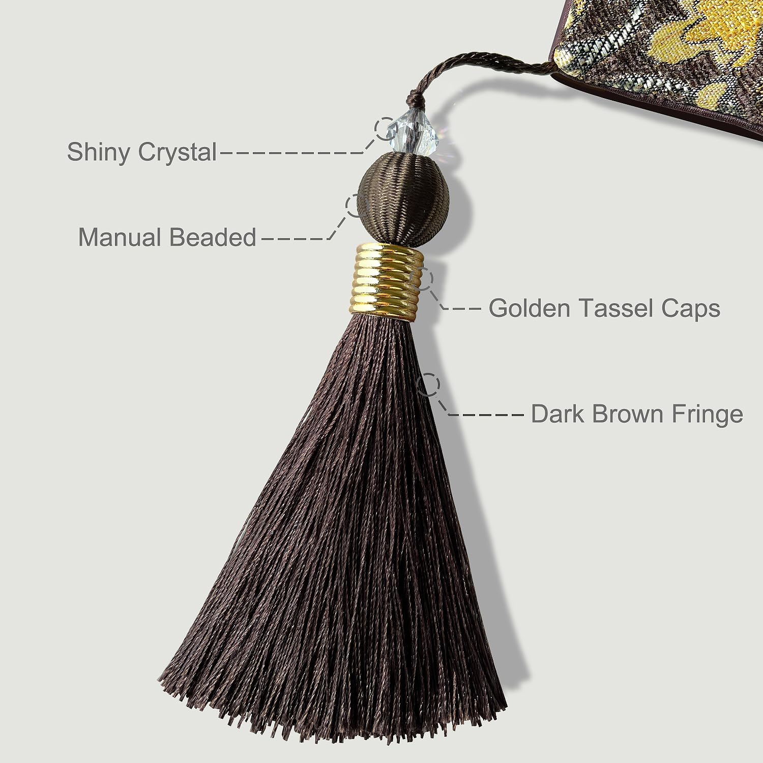 Glittering Colorful Jacquard Table Runner 72 inches Long Chenille and Satin Dark Brown for Christmas