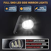 Vista 2 de Gempro Juego de 2 lámparas LED para espejo lateral para Dodge Ram 2010-2019 1500 2500 3500 4500 5500 luces de espejo de remolque, 6000 K diamante