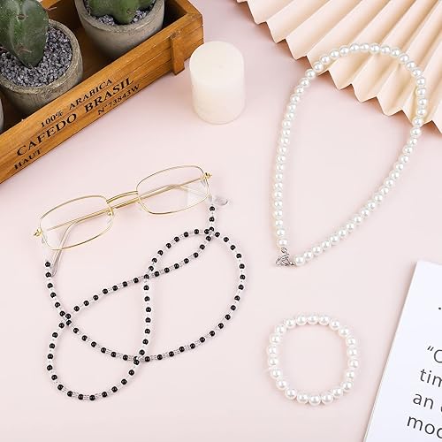 Miniatura 6 de ADXCO - Juego de 6 piezas de peluca de anciana de 100 días de escuela, disfraz de cosplay, peluca de abuela, lentes con cadena y collar y pulsera