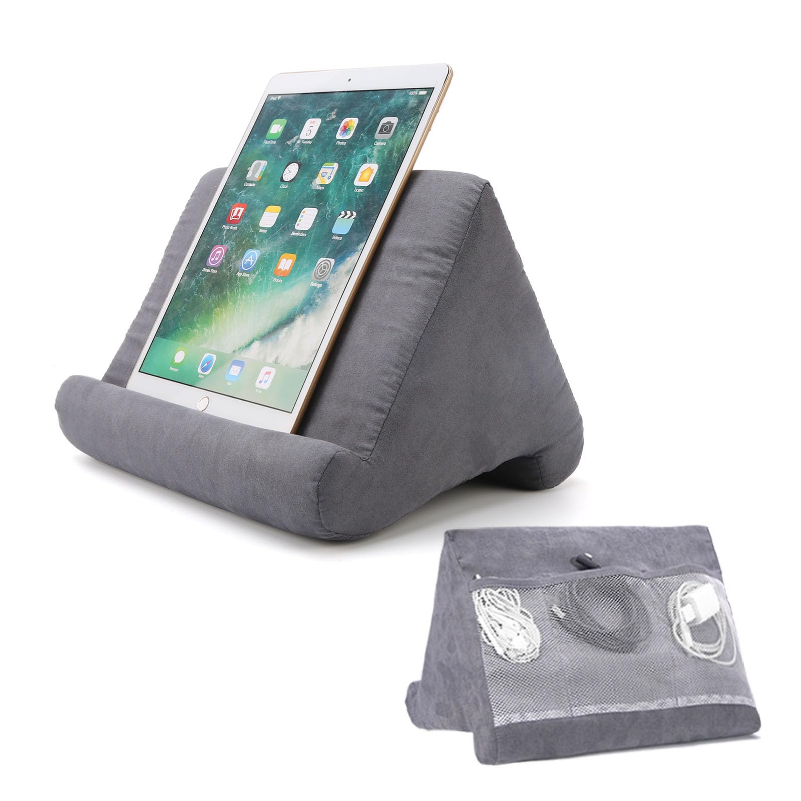 Eight Space Kussen pad multi-hoek soft tabletstandaard, nieuwe tablet-standaard verstelbaar, drie kijkhoeken ontwerp voor iPad, tablets, Kindle, smartphones, boeken (zwart