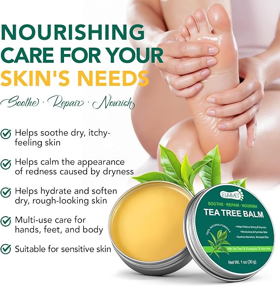 Tea Tree Oil Balm, Natural Tea Tree Oil for Skin, Itchy Skin & Rash Relief