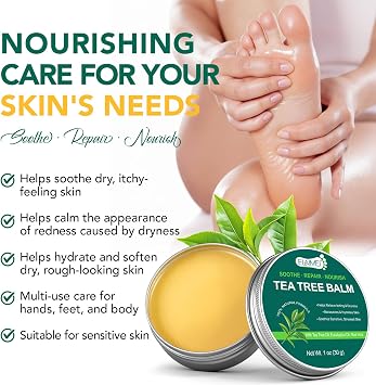 Tea Tree Oil Balm, Natural Tea Tree Oil for Skin, Itchy Skin & Rash Relief