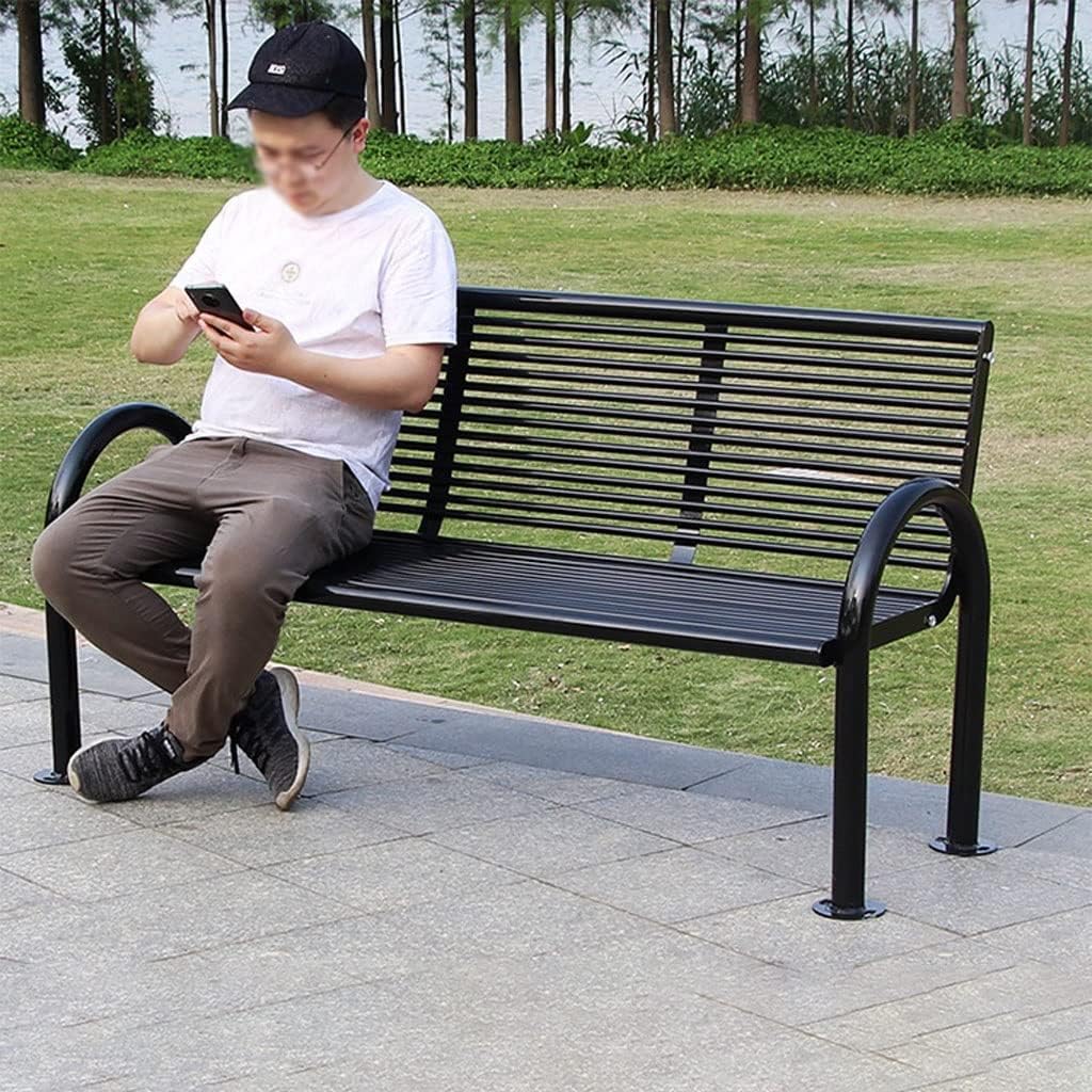 Park Benches Park Back Bench Outdoor Leisure Bench Metal Iron Bench Community Park Viewing Seat Suitable for Courtyard Garden Outdoor Benches(A)