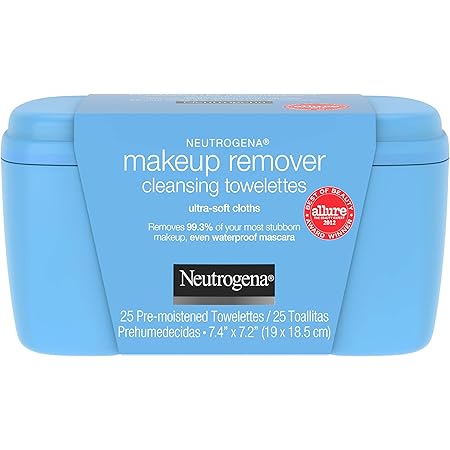 Neutrogena Makeup Remover Facial Cleansing Towelettes, Daily Face Wipes to Remove Dirt, Oil, Makeup & Waterproof Mascara, Gentle, Alcohol-Free, 25 ct