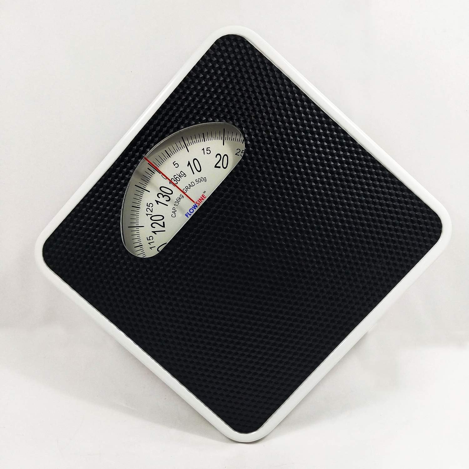 Flowsine High Precision Analogue Mechanical Personal Body Weighing Scale Machine for Human Body Weight (Black, Upto 136 Kgs, Heavy Duty Metal Body with Large Display Screen) With Free Gift