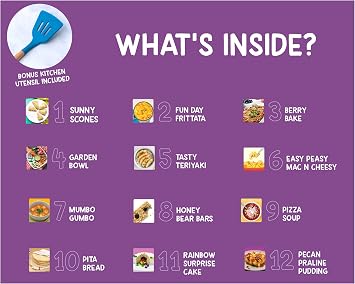 KIDSTIR Learn to Cook Kids Cooking Kit | 12 Delicious Kid-Friendly Recipes & Kids Size Cooking Tool | Easy Step-by-Step Instructions with STEAM Learning Best Cooking Gifts for Kids | Delicious Dishes