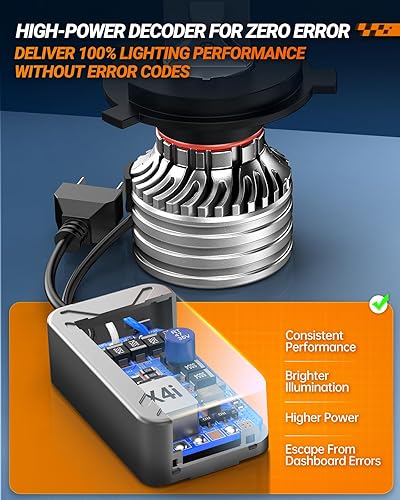 Miniatura 7 de SEALIGHT Bombillas X4I H49003HB2, bombillas H4 de doble haz con anillo de bloqueo ajustable, ventilador de refrigeración, fácil instalación 34000