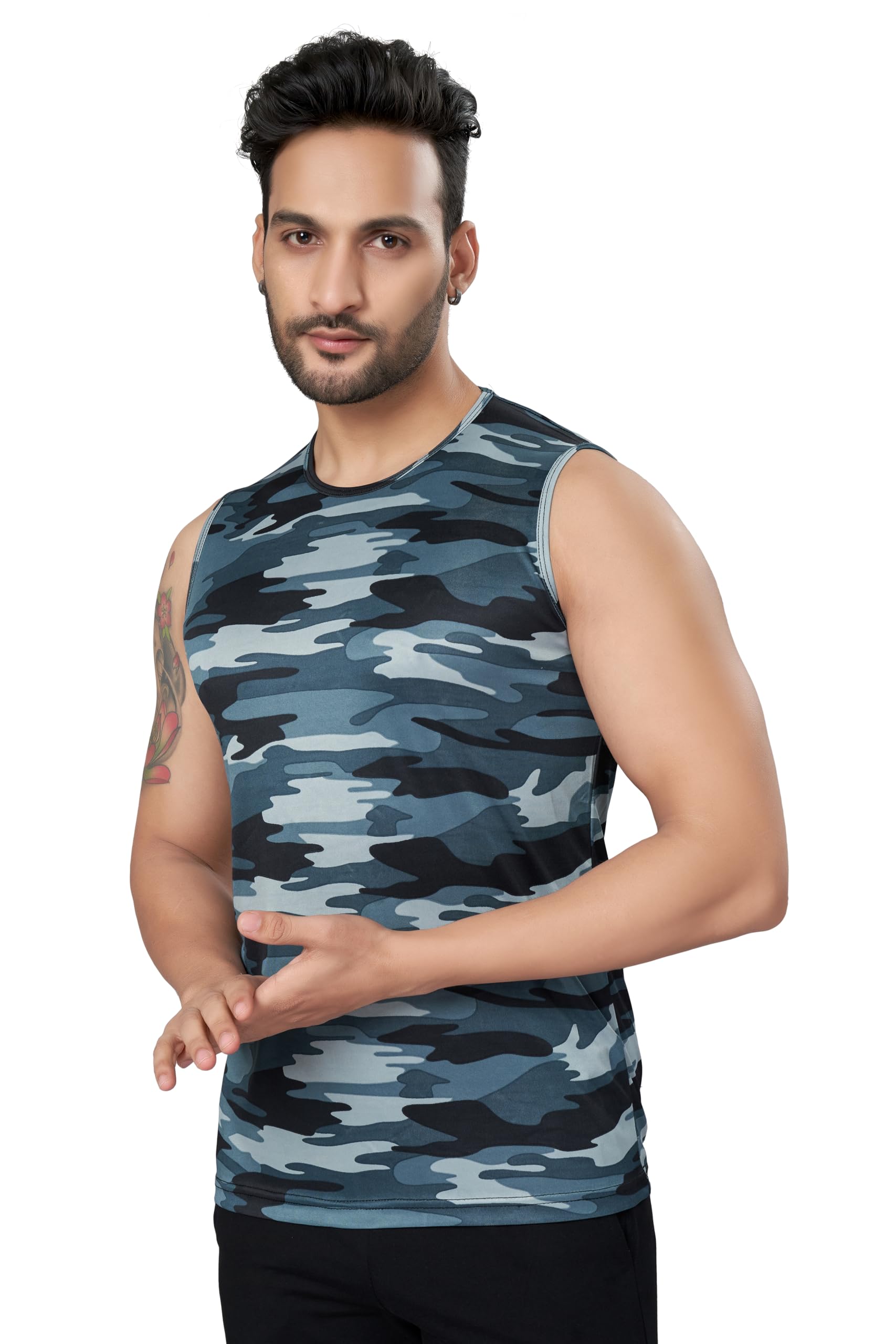 dorzo Men's Cut & Saw Polyester Camoflague Grey Vest | 2XL-picture-12