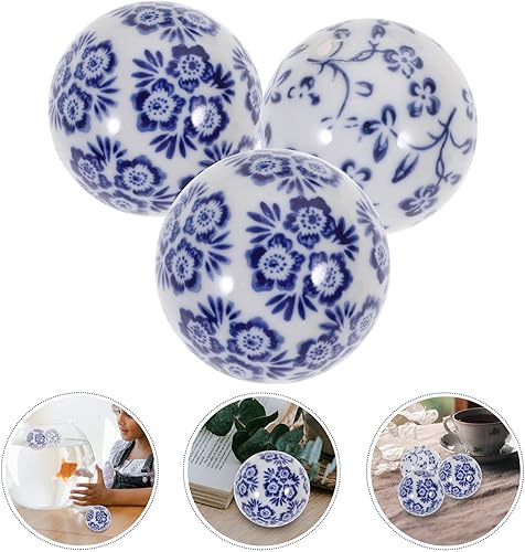 Miniatura 6 de BESPORTBLE 3pcs Porcelain Orbs Decorative Balls Small Ceramic Spheres Blue and White Floating Balls for Bowl Vase Filler Basket Dish Fish Tank Pool