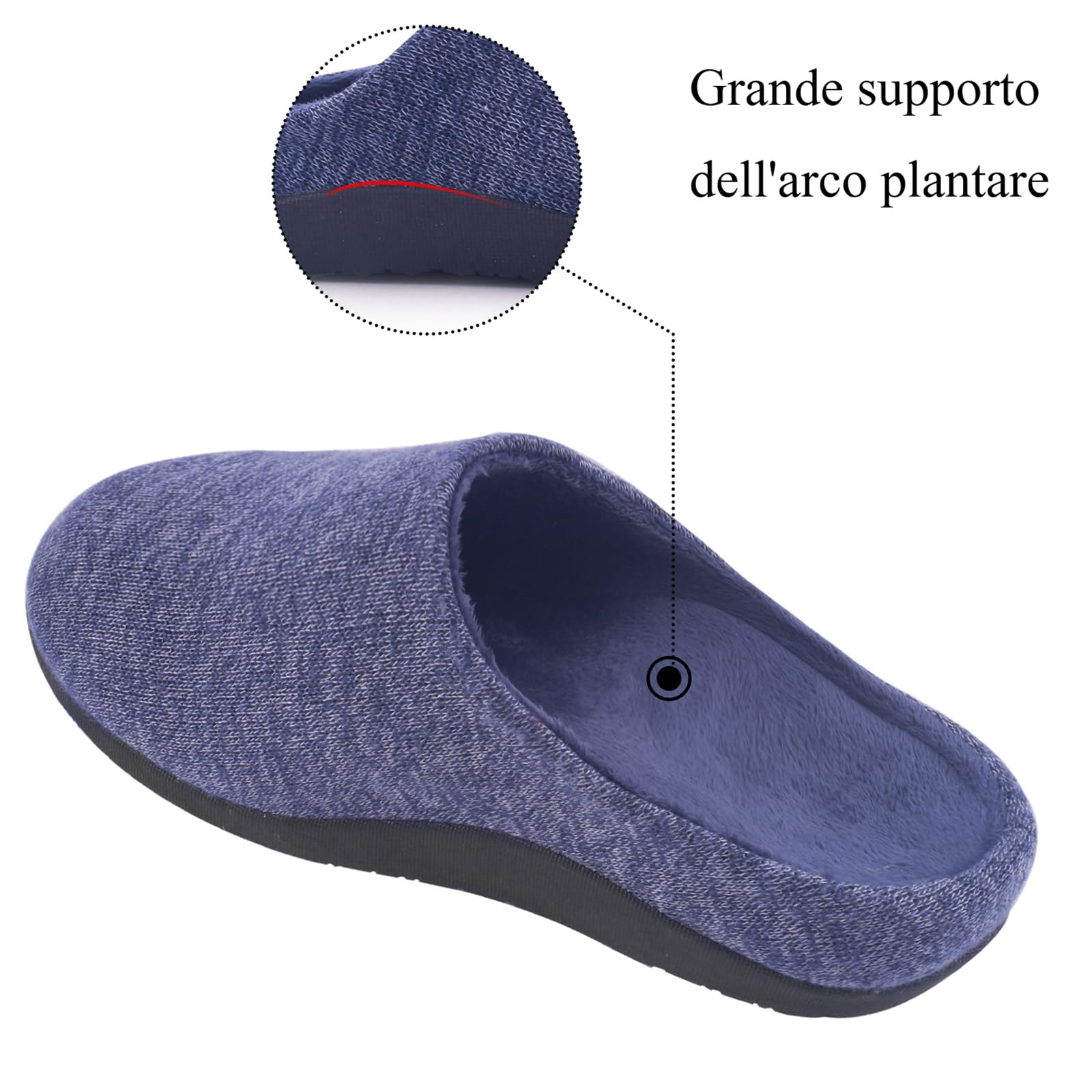 Git-up Pantofole Ortopediche per Donna Pantofole da Uomo con Supporto per Arco Plantare Suola in Gomma Antiscivolo, Piedi piatti, Fascite plantare, Dolore al piede