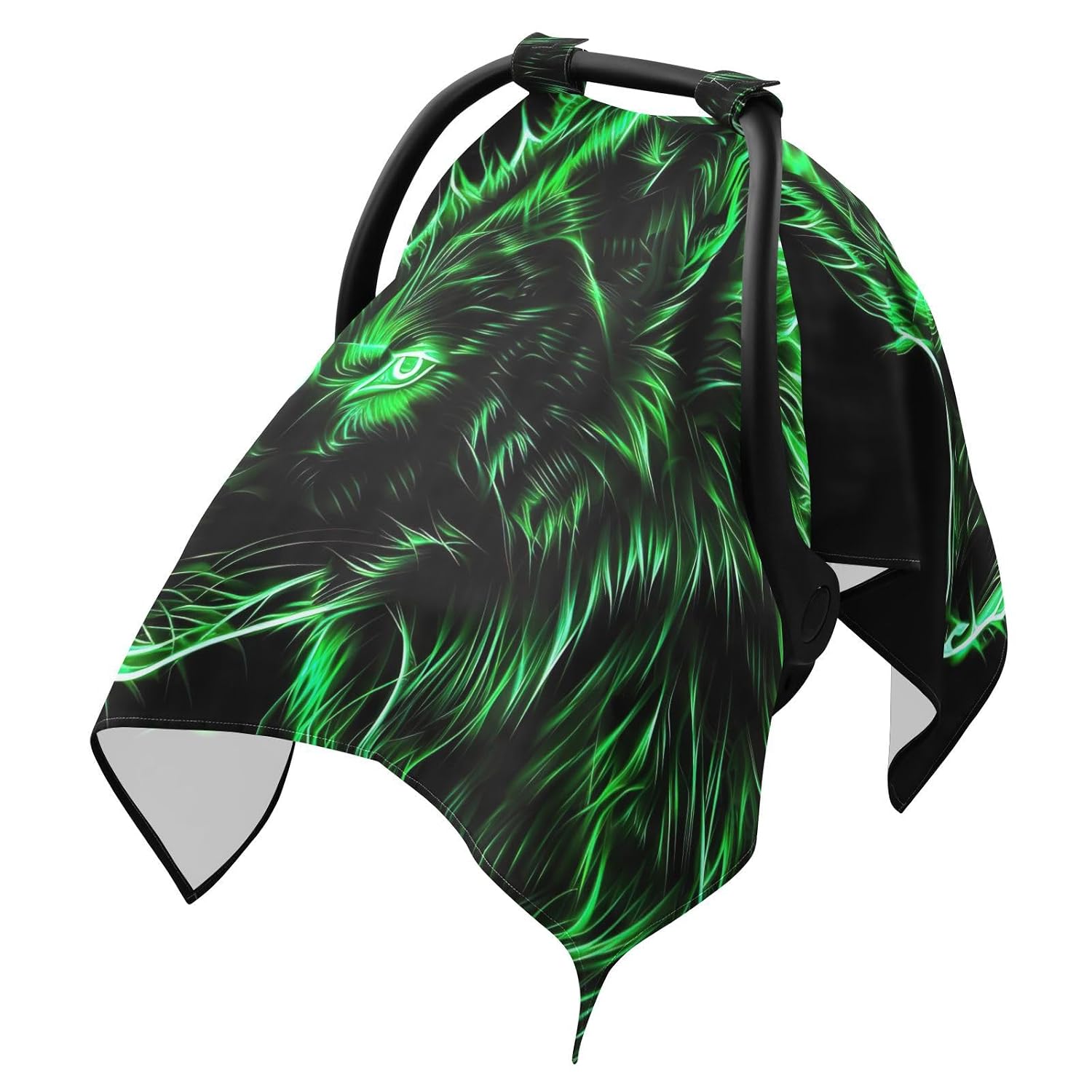 Green Wolf Black Baby Car Seat Cover, Open-Side Access image 2