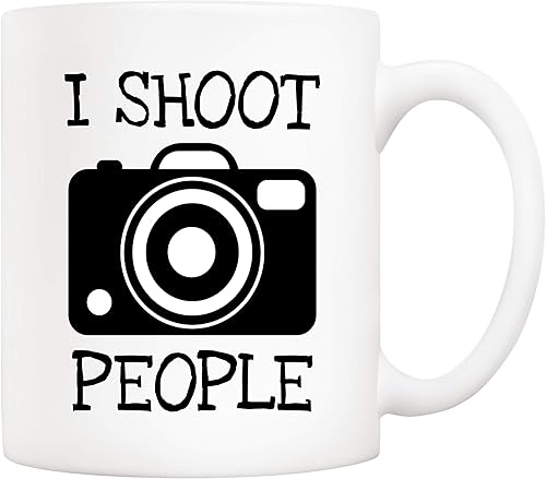 5Aup Funny I Shoot People - Taza de café para fotógrafo, regalos de cumpleaños para hombres para amantes de la fotografía, color blanco, 11 onzas
