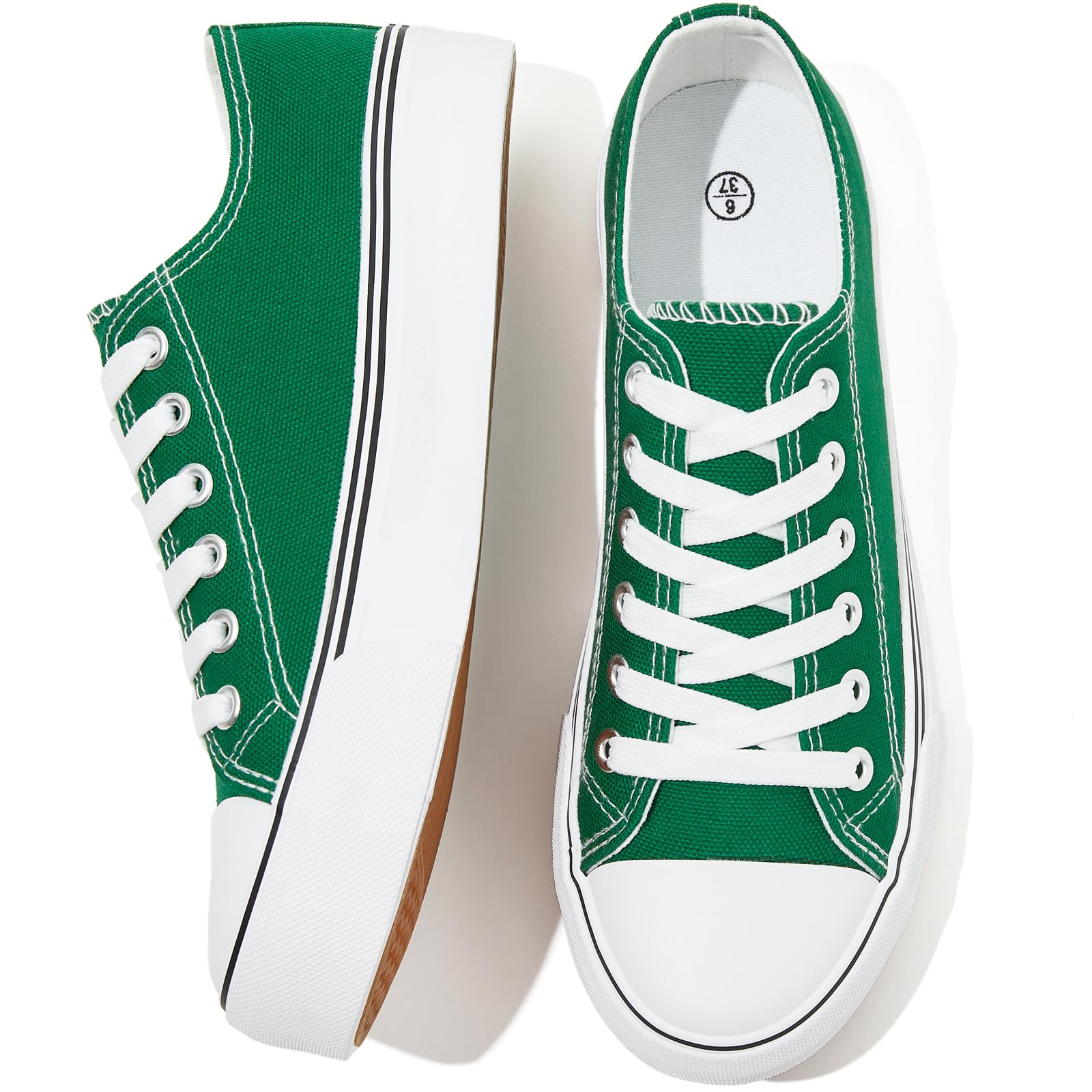 FRACORA Womens White Canvas Sneakers Low Top Lace Up Canvas Shoes Fashion Comfortable