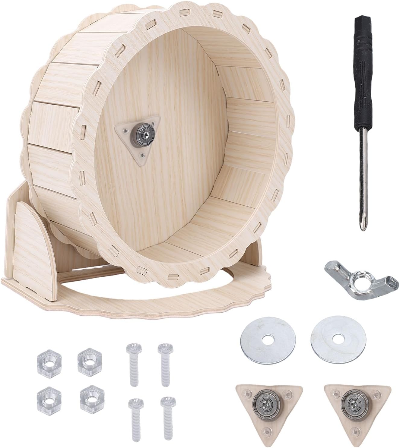 BAFOVY Silent Hamster Running Wheel Quiet Hamster Exercise Wheel Wooden with Anti Slip Surface for Small Animal Cage Decor