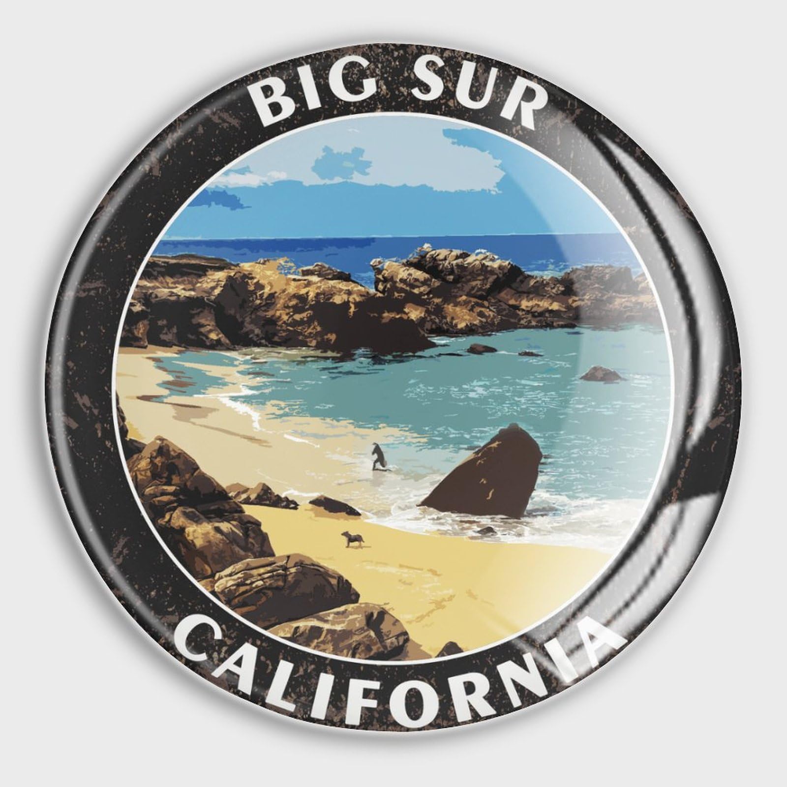 Luijorgy Style-7 Round Fridge Magnets, Big Sur California Glass Refrigerator Magnets Decoration For Refrigerator Locker Whiteboard Decorative Magnetic Board Cabinets Classroom Office Cubicle School