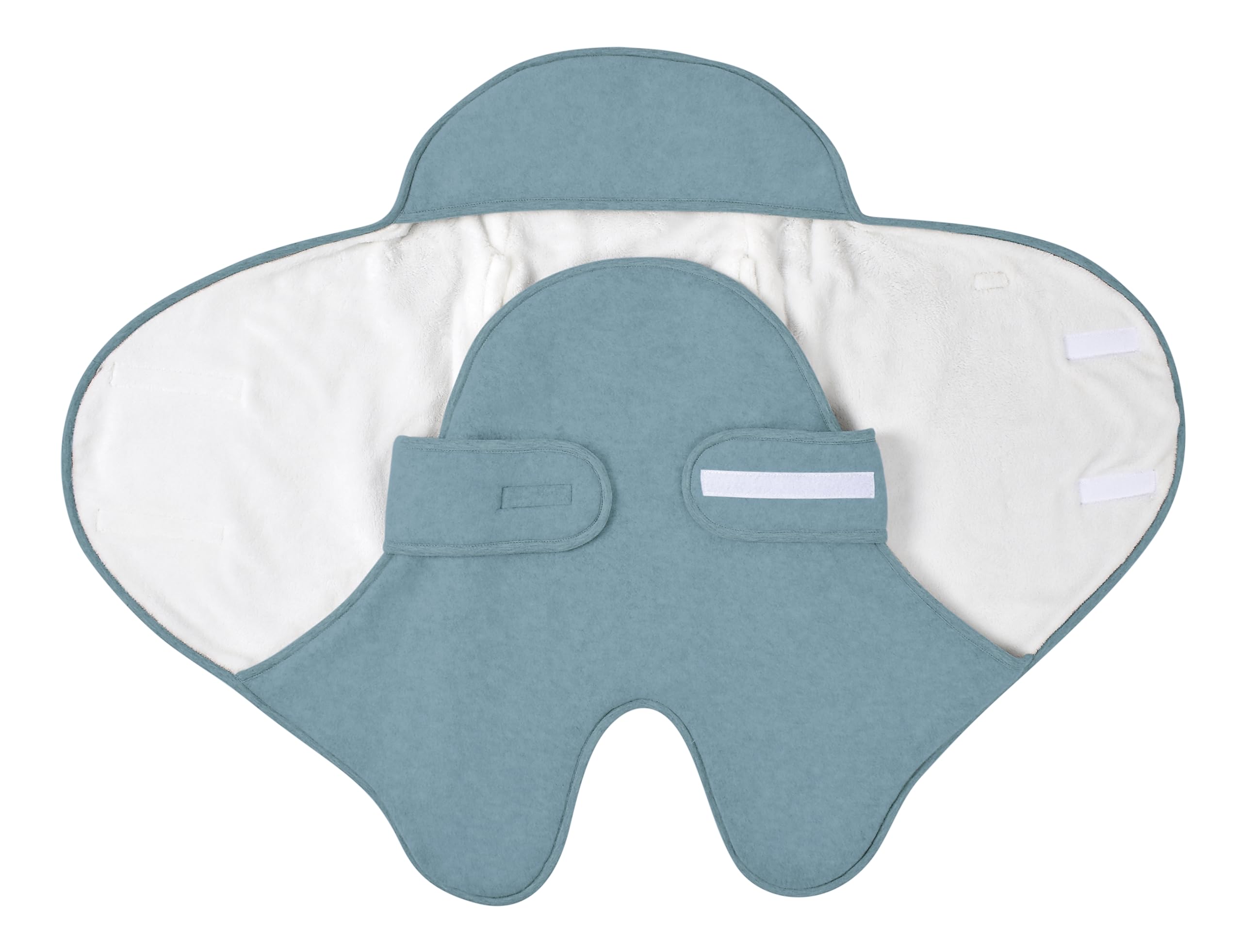 BÉABA, Babynomade Doble Forro Polar, Manta envolvente de invierno para bebé, compatible con silla de coche/Pram/Sat, suave, cálida, repelente al agua, transpirable,Paso de arnés,Azul/Blanco,0-6 Meses