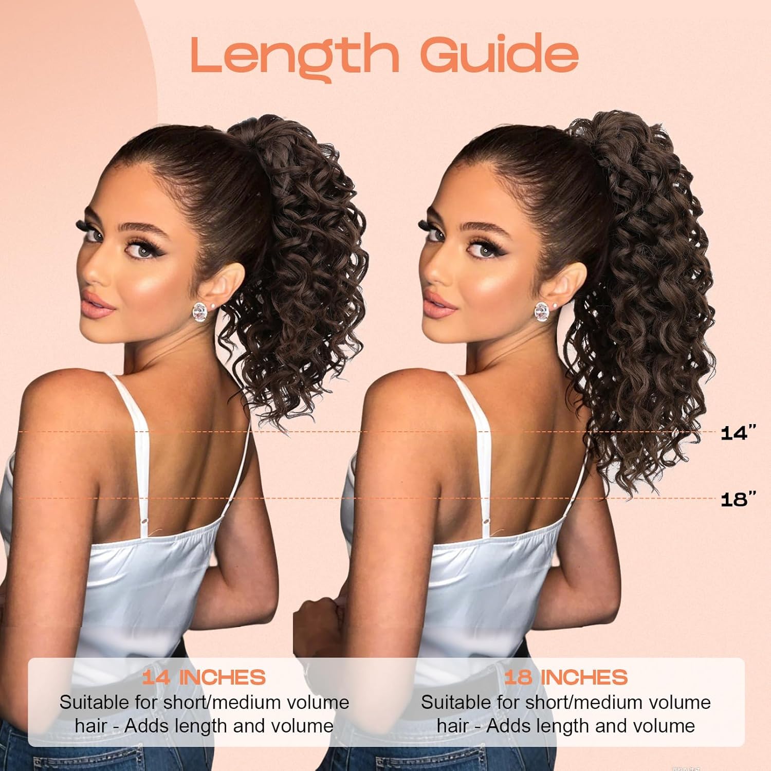 SEIKEA Ponytail Extension, 18" Claw Clip Ponytail Extension Wavy Curly Jaw Clip in Ponytail Hair Extensions Fluffy Natural Soft Fake Pony Tails Synthetic Hairpiece Dark Chocolate Brown - Image 5