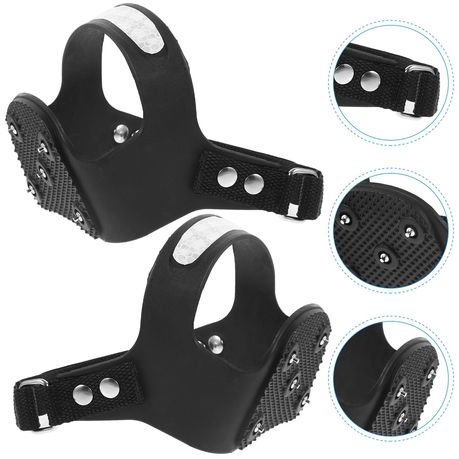 Gatuida Crampons pour Chaussures Randonnée Dents Silicone Antidérapants avec Bande Réfléchissante Protection Neige Verglas pour Randonnée Escalade Course Noir