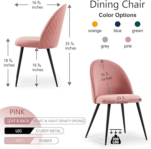 Miniatura 5 de HomeDot - Juego de 4 sillas de comedor modernas sillas laterales de mediados de siglo tapizadas de terciopelo para sala de estar en forma de
