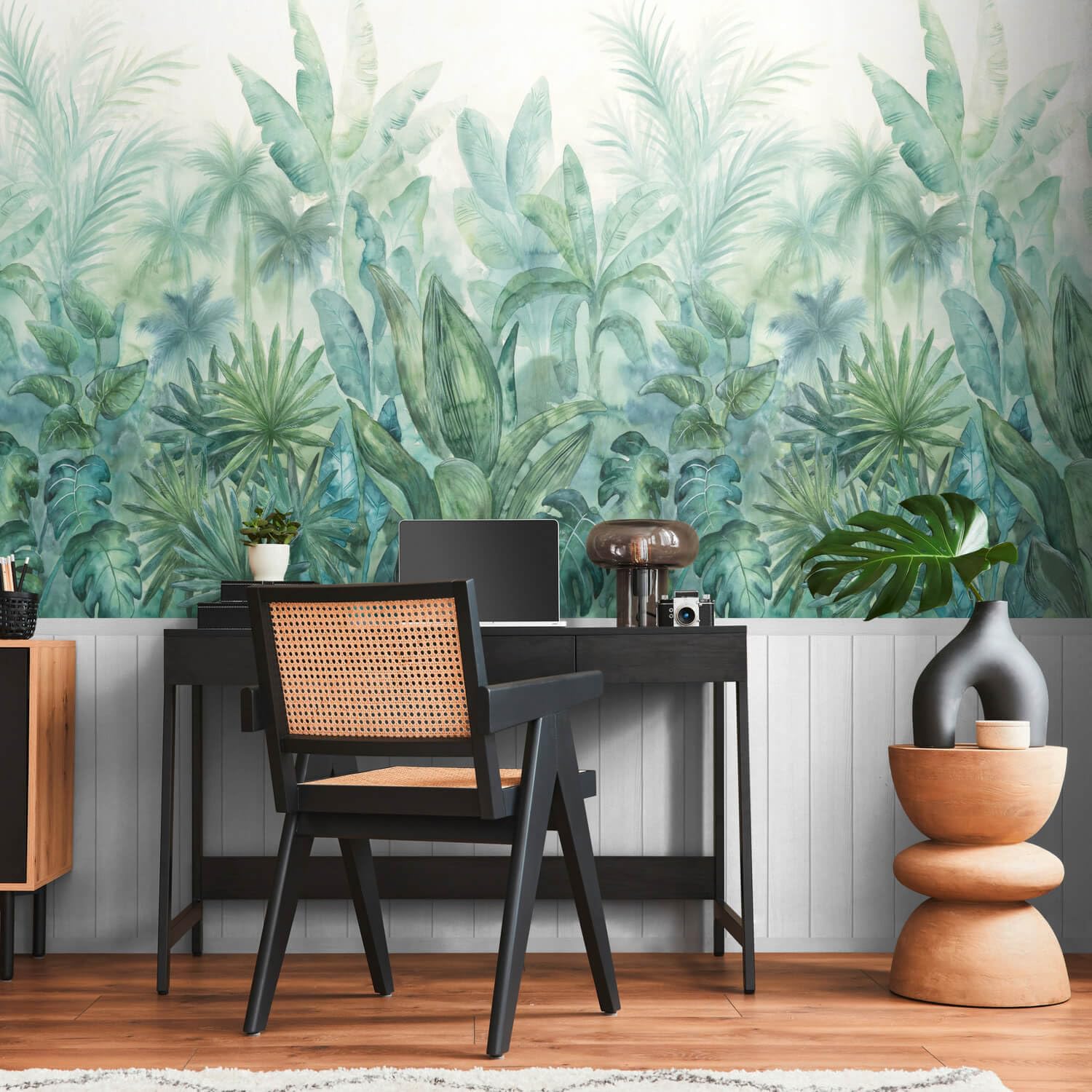Papel pintado jungla Profhome 398101-GU fotomural TNT verde petrol 4,45 m2