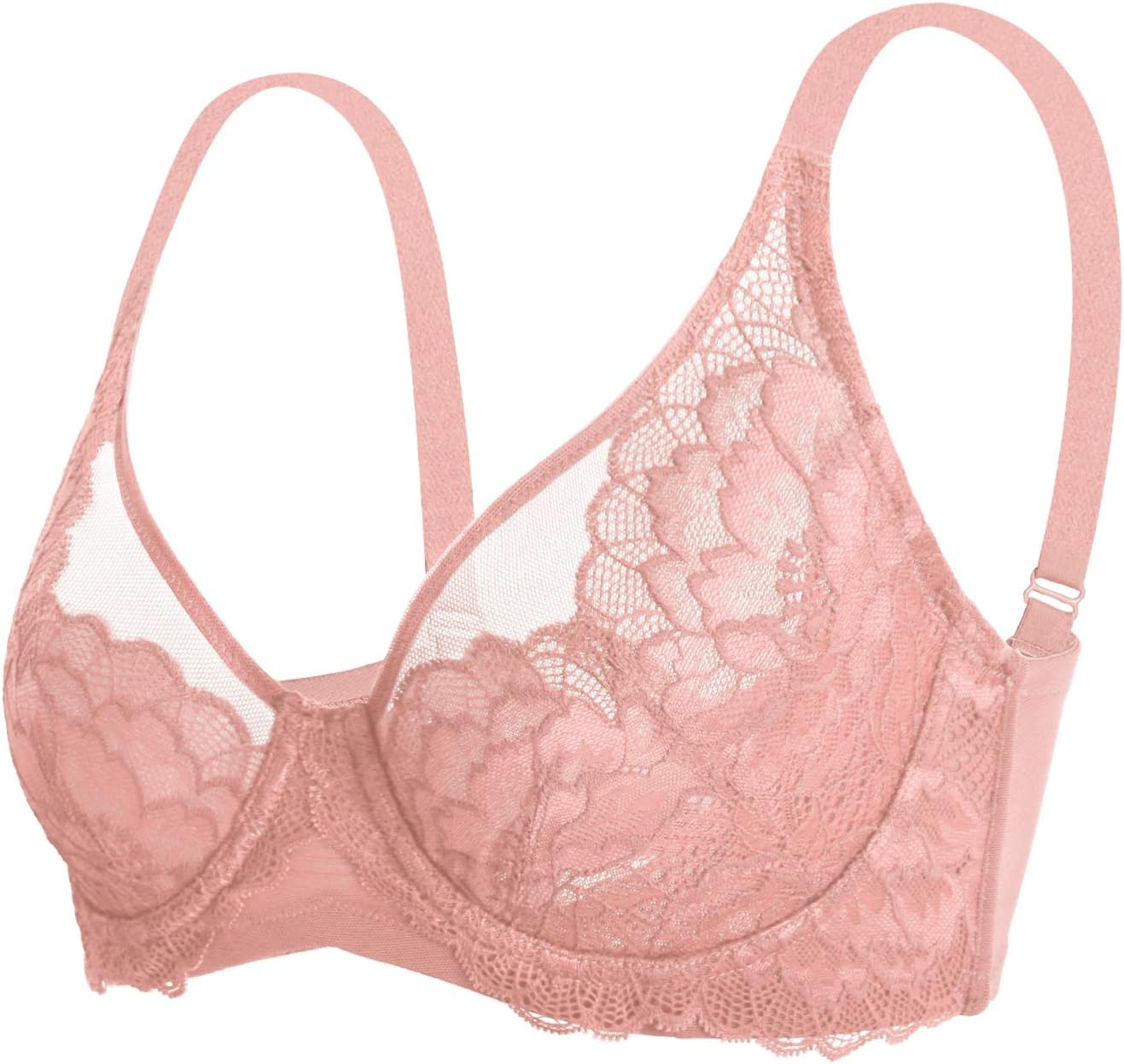 HSIA Minimizer Bras for Women Full Coverage, Unlined Lace Sexy Plus Size Underwire Bra for Large Breasts Coral - Image 5