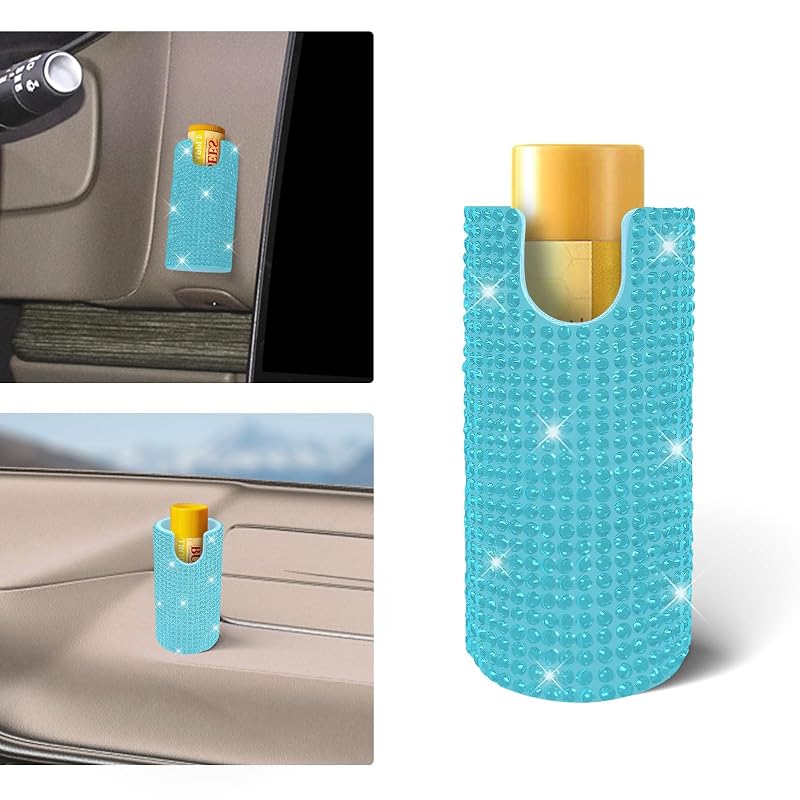 Suporte para Protetor Labial e Batom para Carro OYIXIO com Adesivo, Azul